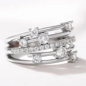 New Multi-layer Cross Finger Ring with Sparkling AAA  Cubic Zirconia Ring - Modern Fashion Female Jewellery