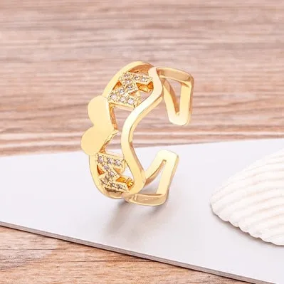 New Trendy Jewelry Open Heart Rings For Women