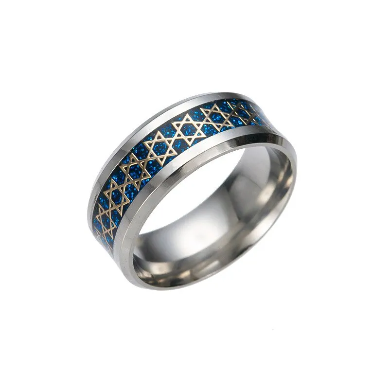 NEW Tungsten Stainless Steel Hexagon Star of David Hexagram Rings
