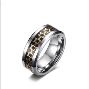 NEW Tungsten Stainless Steel Hexagon Star of David Hexagram Rings