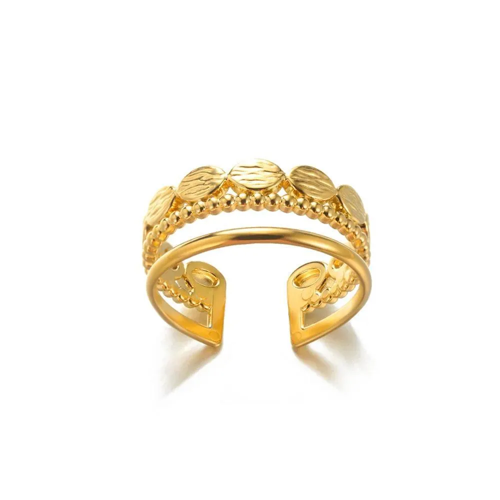 New Trend Irregular Square Stainless Steel Gold Plated Opening Quality Zircon Rings For Girls,Women Fashion Jewellery