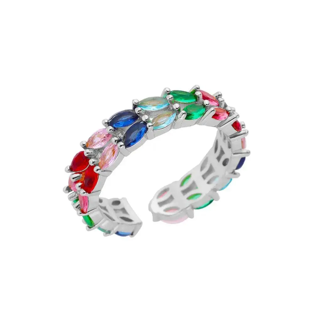 New Trend Irregular Square Stainless Steel Gold Plated Opening Quality Zircon Rings For Girls,Women Fashion Jewellery