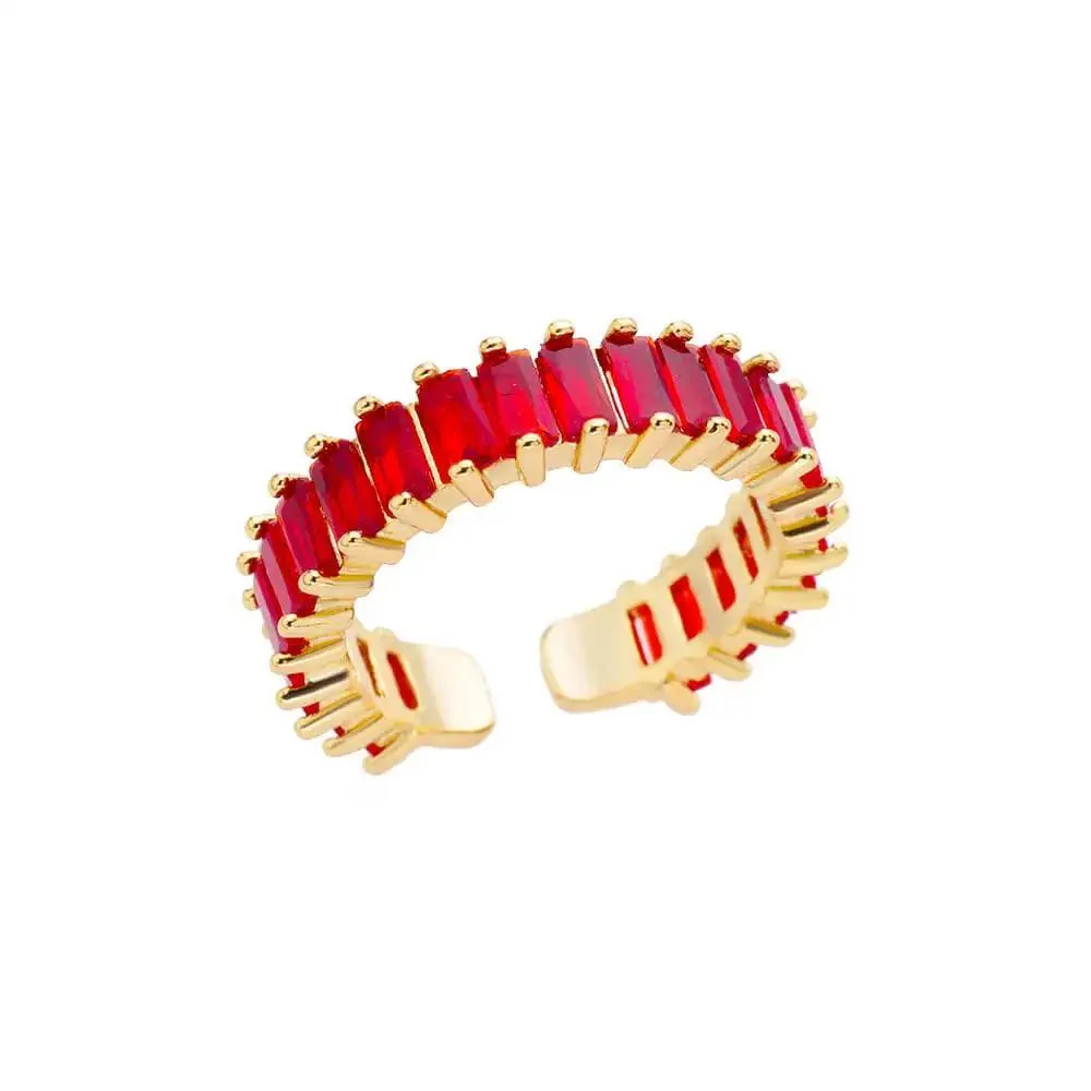 New Trend Irregular Square Stainless Steel Gold Plated Opening Quality Zircon Rings For Girls,Women Fashion Jewellery