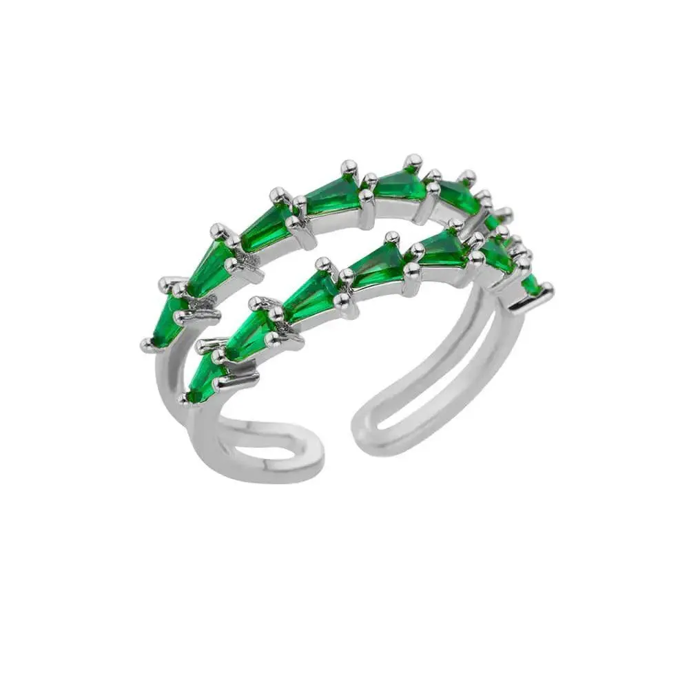 New Trend Irregular Square Stainless Steel Gold Plated Opening Quality Zircon Rings For Girls,Women Fashion Jewellery