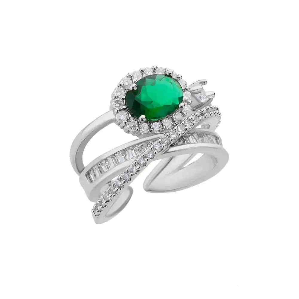 New Trend Irregular Square Stainless Steel Gold Plated Opening Quality Zircon Rings For Girls,Women Fashion Jewellery