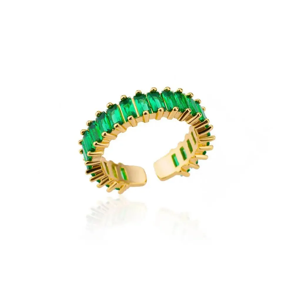 New Trend Irregular Square Stainless Steel Gold Plated Opening Quality Zircon Rings For Girls,Women Fashion Jewellery