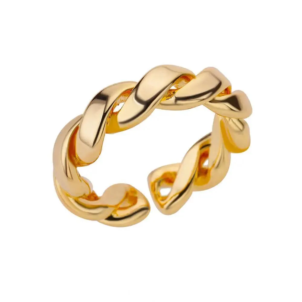 New Trend Irregular Square Stainless Steel Gold Plated Opening Quality Zircon Rings For Girls,Women Fashion Jewellery