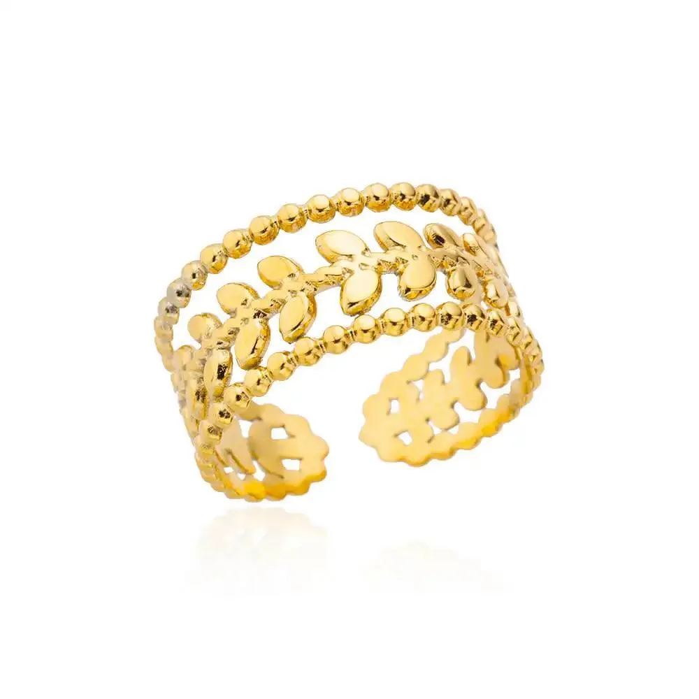 New Trend Irregular Square Stainless Steel Gold Plated Opening Quality Zircon Rings For Girls,Women Fashion Jewellery