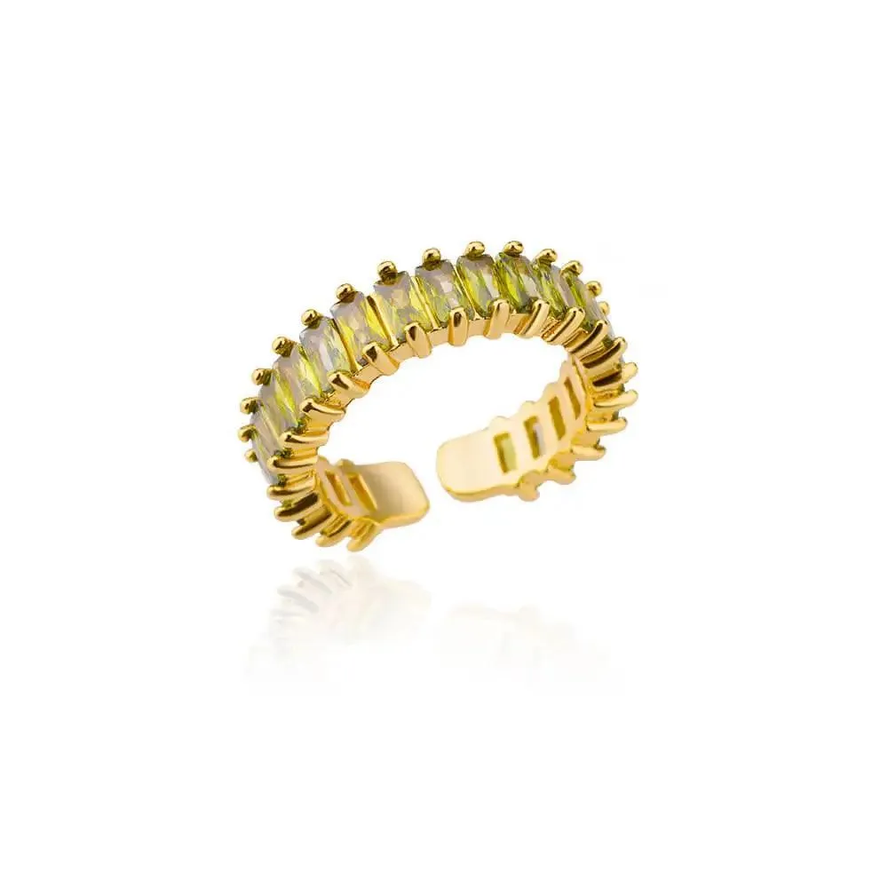 New Trend Irregular Square Stainless Steel Gold Plated Opening Quality Zircon Rings For Girls,Women Fashion Jewellery