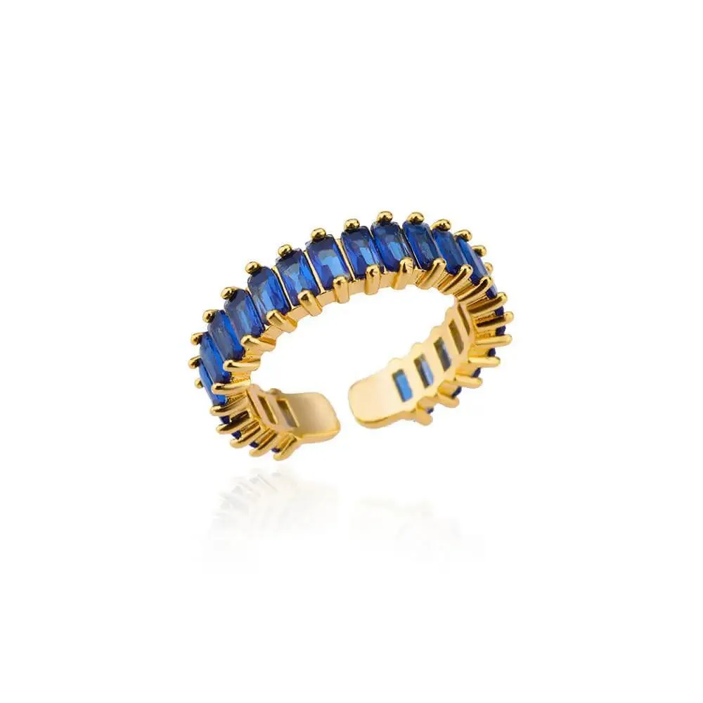 New Trend Irregular Square Stainless Steel Gold Plated Opening Quality Zircon Rings For Girls,Women Fashion Jewellery