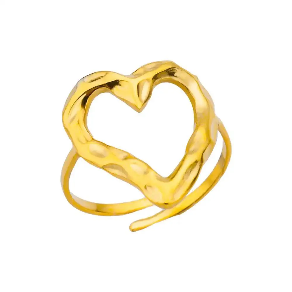 New Trend Irregular Square Stainless Steel Gold Plated Opening Quality Zircon Rings For Girls,Women Fashion Jewellery