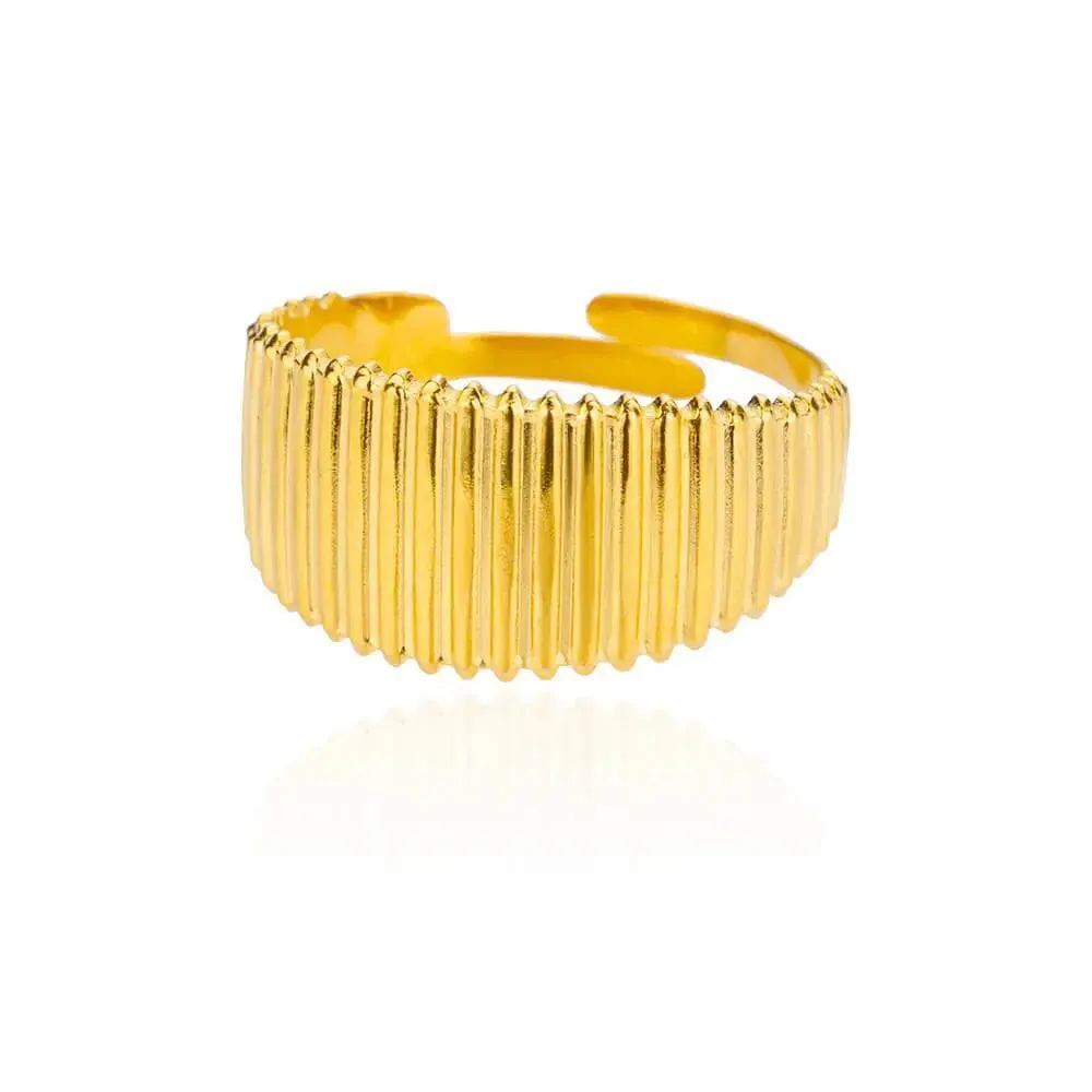 New Trend Irregular Square Stainless Steel Gold Plated Opening Quality Zircon Rings For Girls,Women Fashion Jewellery