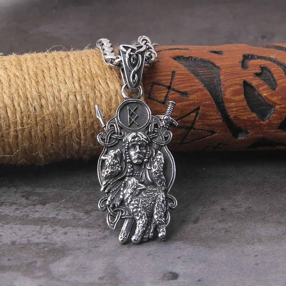 Nordic Man And Wolf Pendant Viking Necklace