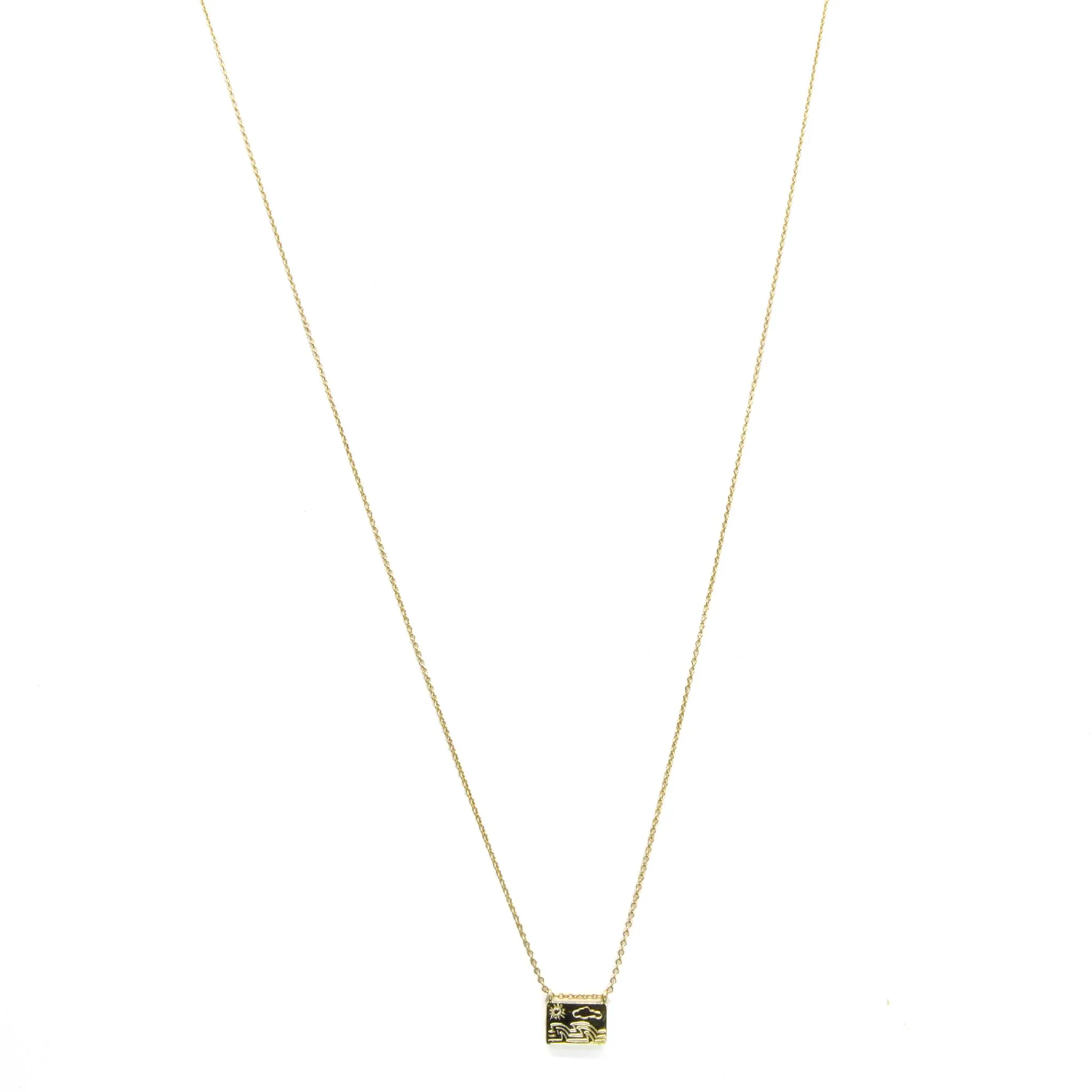 Ocean   14K Gold Postcard Charm Necklace