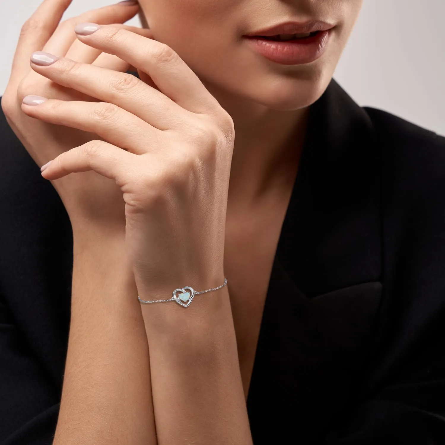 Opal Bracelet Anklet 925 Sterling Silver Adjustable Opal Turquoise Moonstone Bracelets for Women Opal Heart Bracelet Jewelry Gift for Birthday Christmas