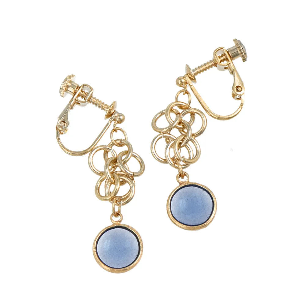 Oval Clear Stone Clip On Drop Earrings