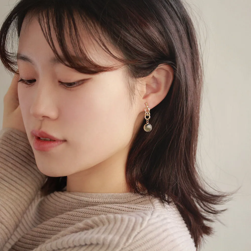 Oval Clear Stone Clip On Drop Earrings