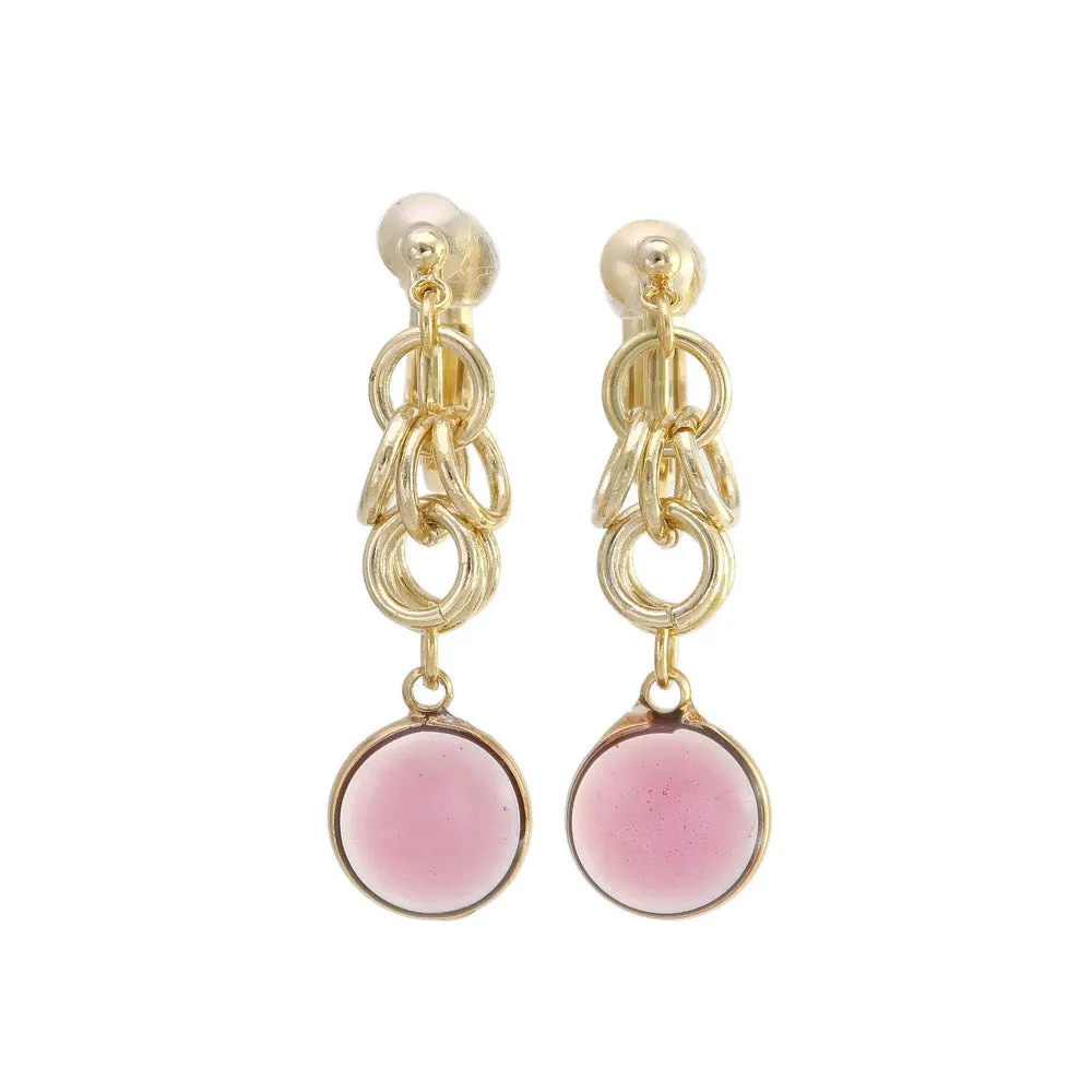 Oval Clear Stone Clip On Drop Earrings
