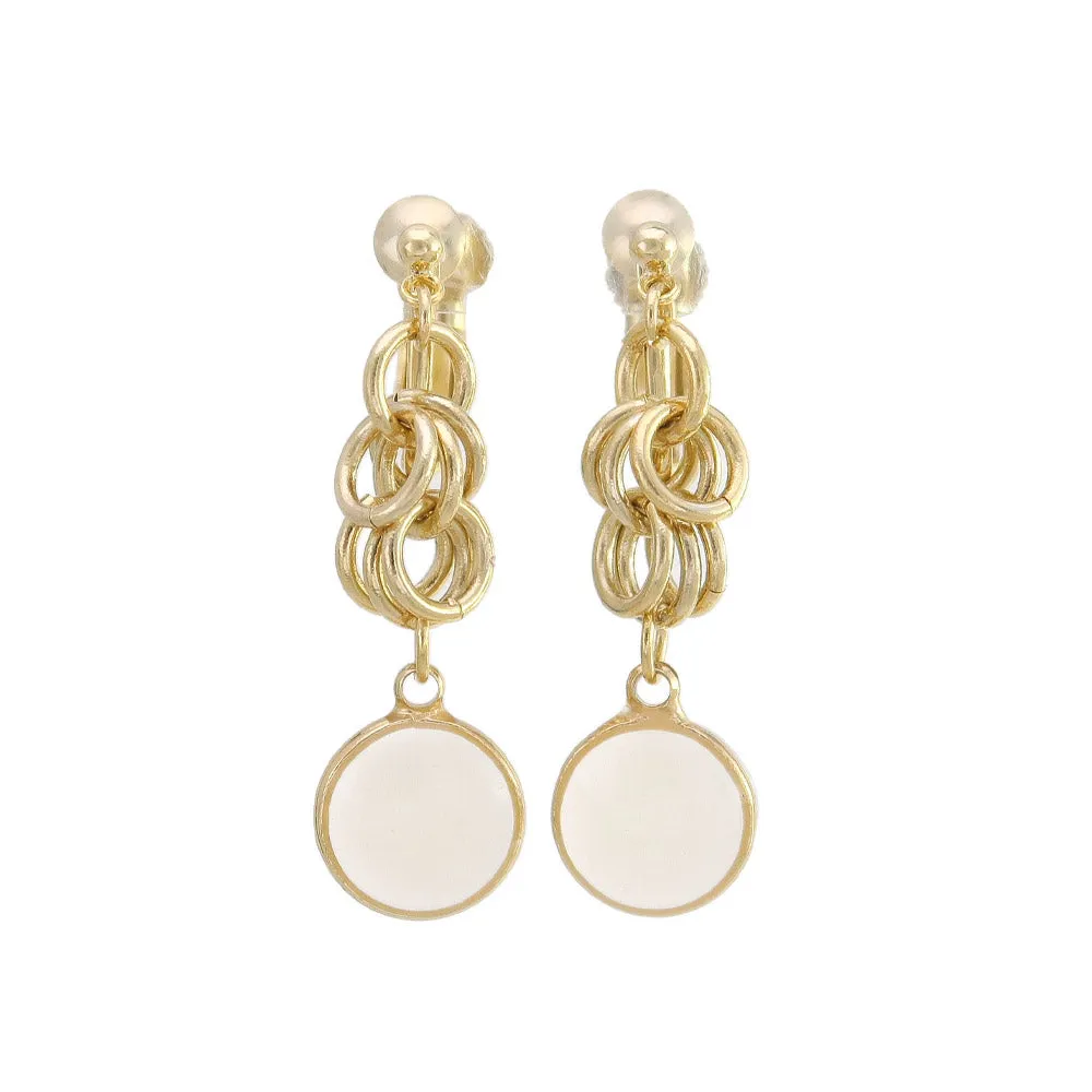 Oval Clear Stone Clip On Drop Earrings