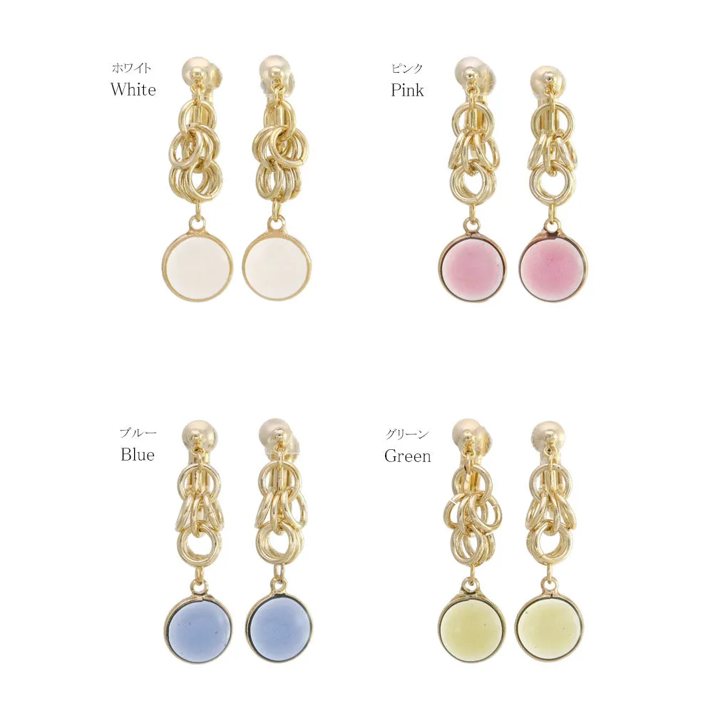 Oval Clear Stone Clip On Drop Earrings