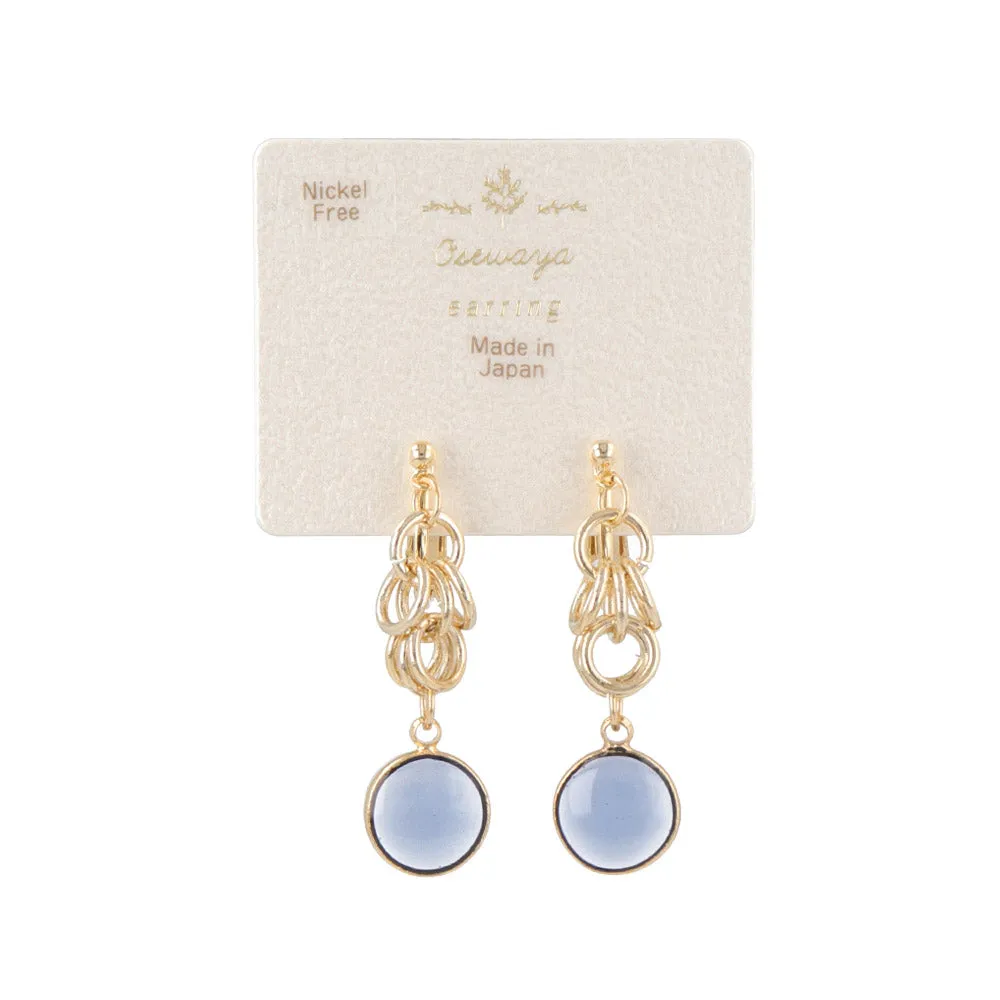 Oval Clear Stone Clip On Drop Earrings