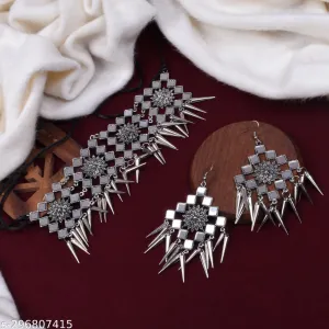 Oxidised Silver Plated Traditional Jewelry Set For Women And Girls.