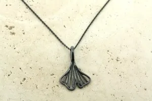 Oxidized ginkgo necklace - sterling silver