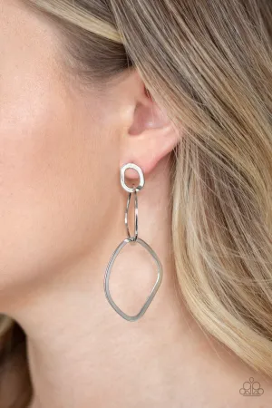 Paparazzi Accessories  - Twisted Trio #L50 - Silver Earring