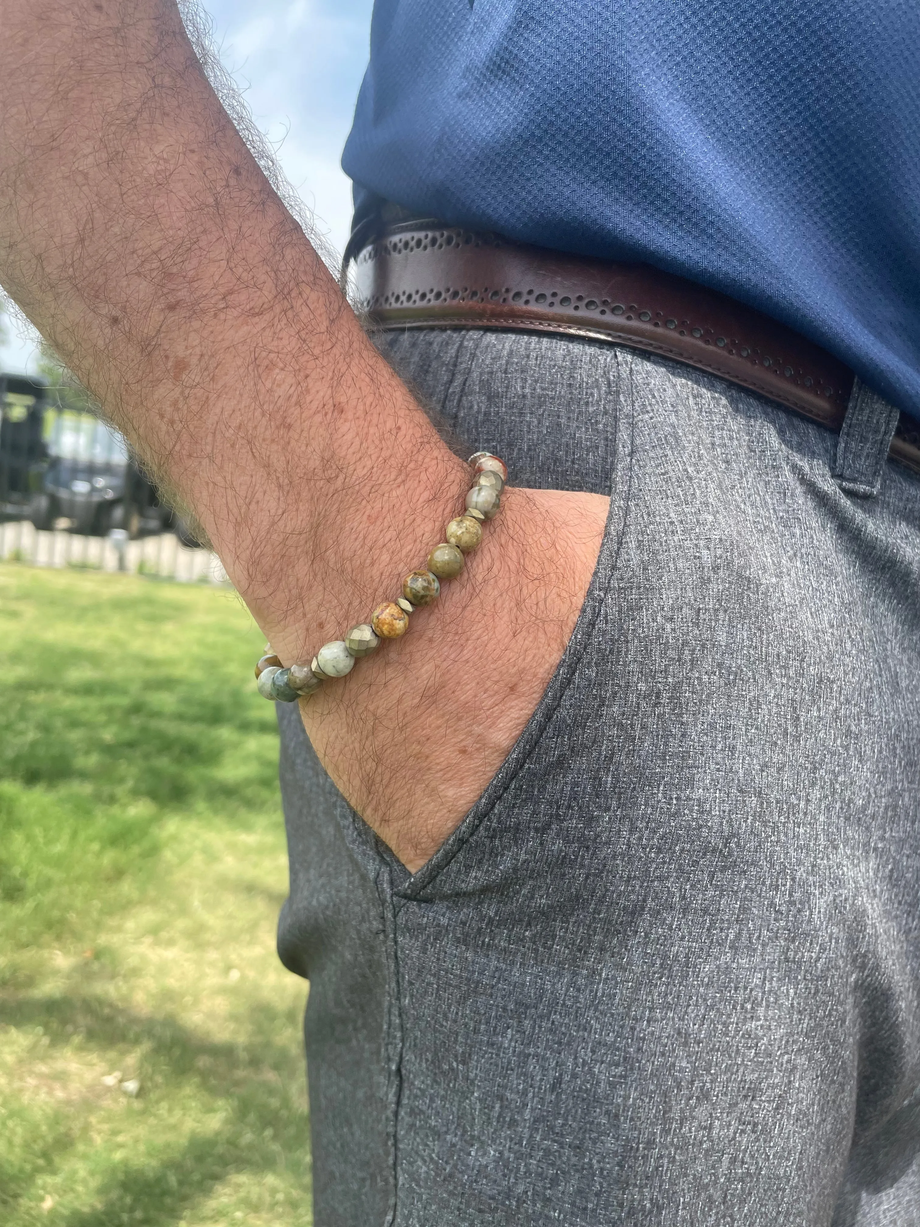Paradis Men's Beaded Stone Bracelet