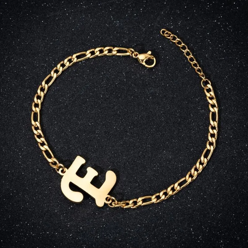 Personalize A-Z 26 Letters Stainless Steel Jewelry Initial Bracelets Bangles For Women Men Couple Alphabet Charm Name Bijoux