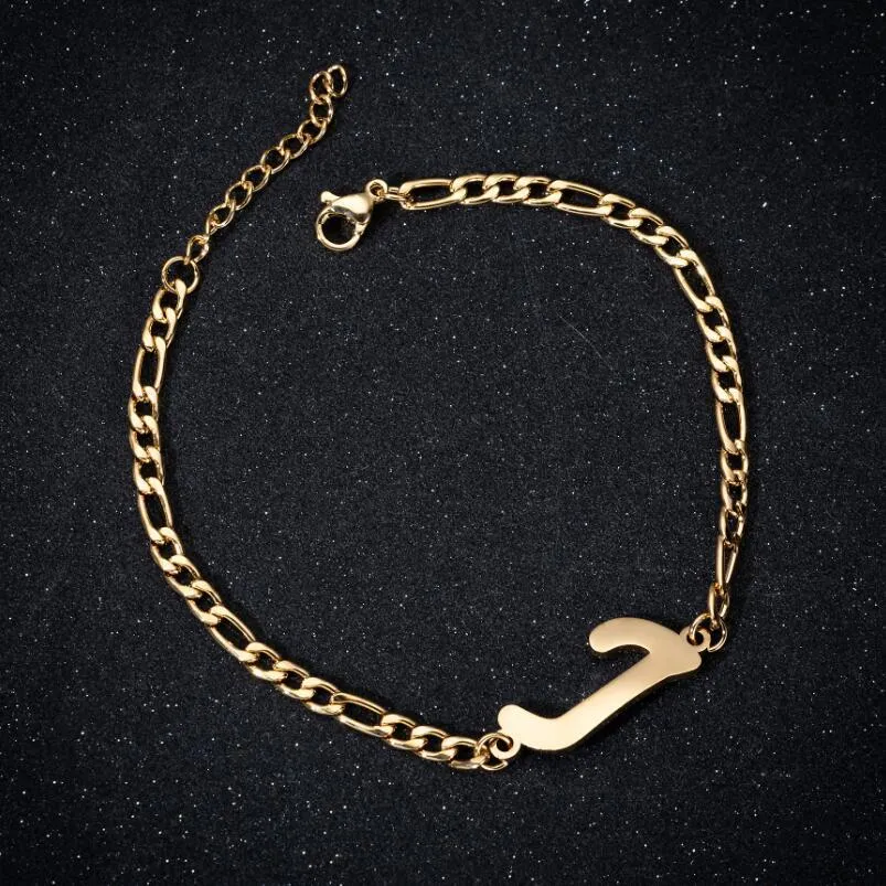 Personalize A-Z 26 Letters Stainless Steel Jewelry Initial Bracelets Bangles For Women Men Couple Alphabet Charm Name Bijoux