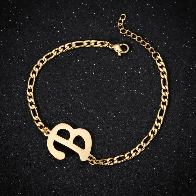 Personalize A-Z 26 Letters Stainless Steel Jewelry Initial Bracelets Bangles For Women Men Couple Alphabet Charm Name Bijoux