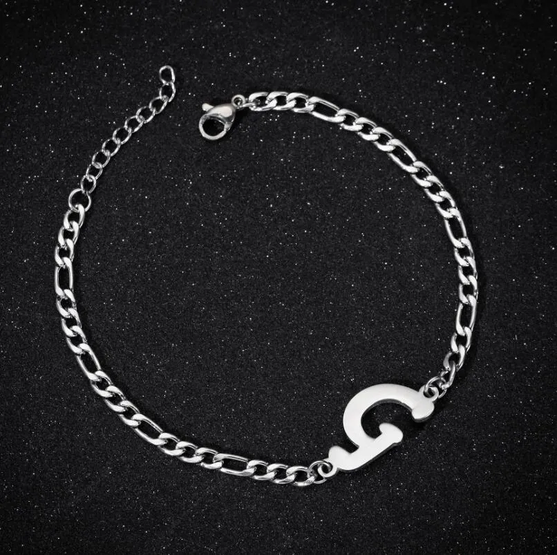 Personalize A-Z 26 Letters Stainless Steel Jewelry Initial Bracelets Bangles For Women Men Couple Alphabet Charm Name Bijoux