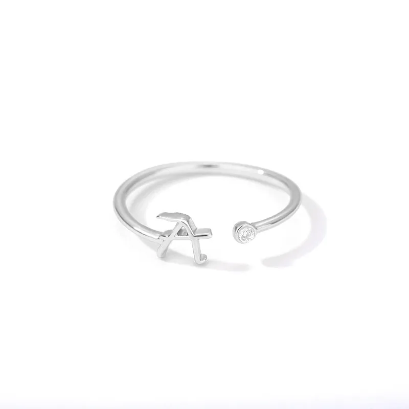 Personalized A-Z Initial Letter Adjustable Open Rings
