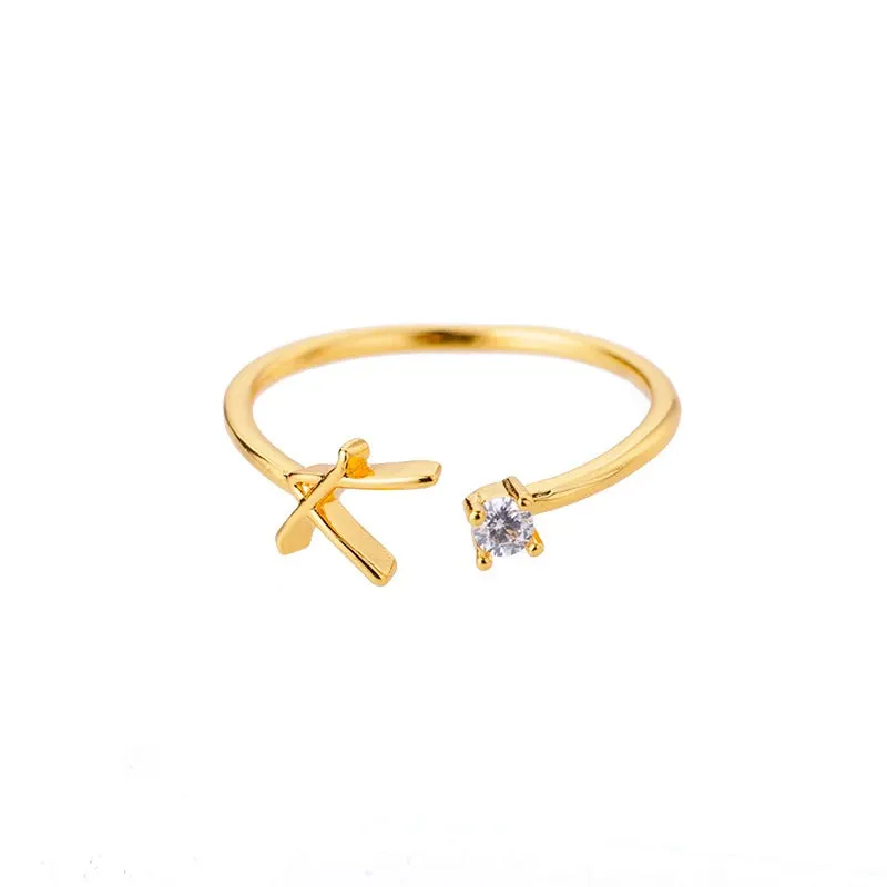 Personalized A-Z Initial Letter Adjustable Open Rings