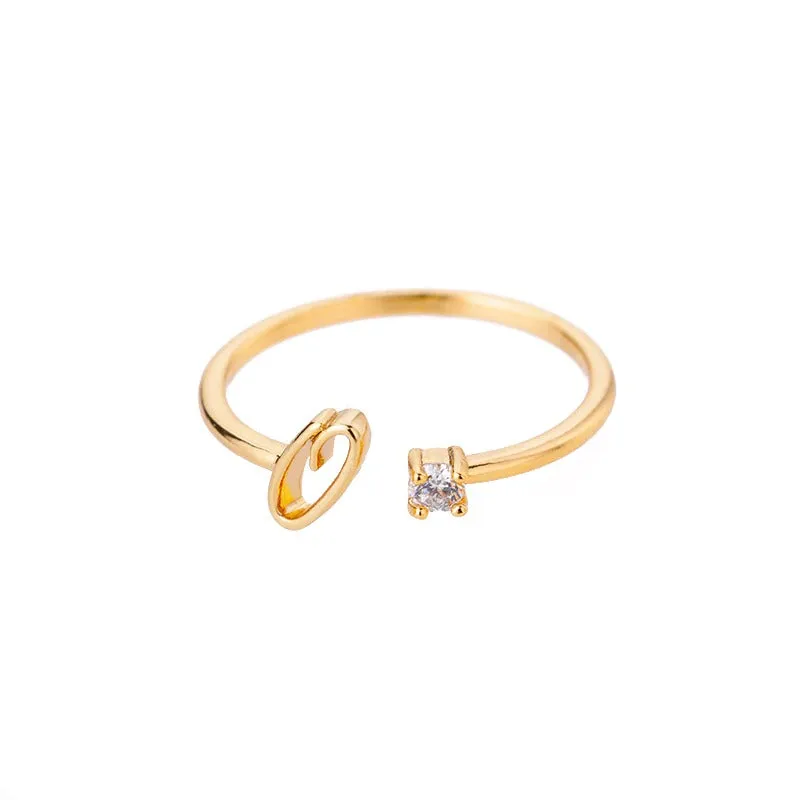 Personalized A-Z Initial Letter Adjustable Open Rings