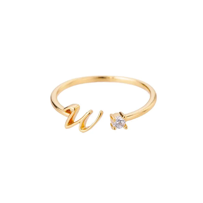 Personalized A-Z Initial Letter Adjustable Open Rings