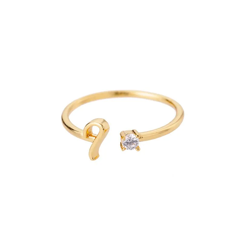 Personalized A-Z Initial Letter Adjustable Open Rings