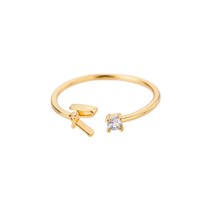 Personalized A-Z Initial Letter Adjustable Open Rings