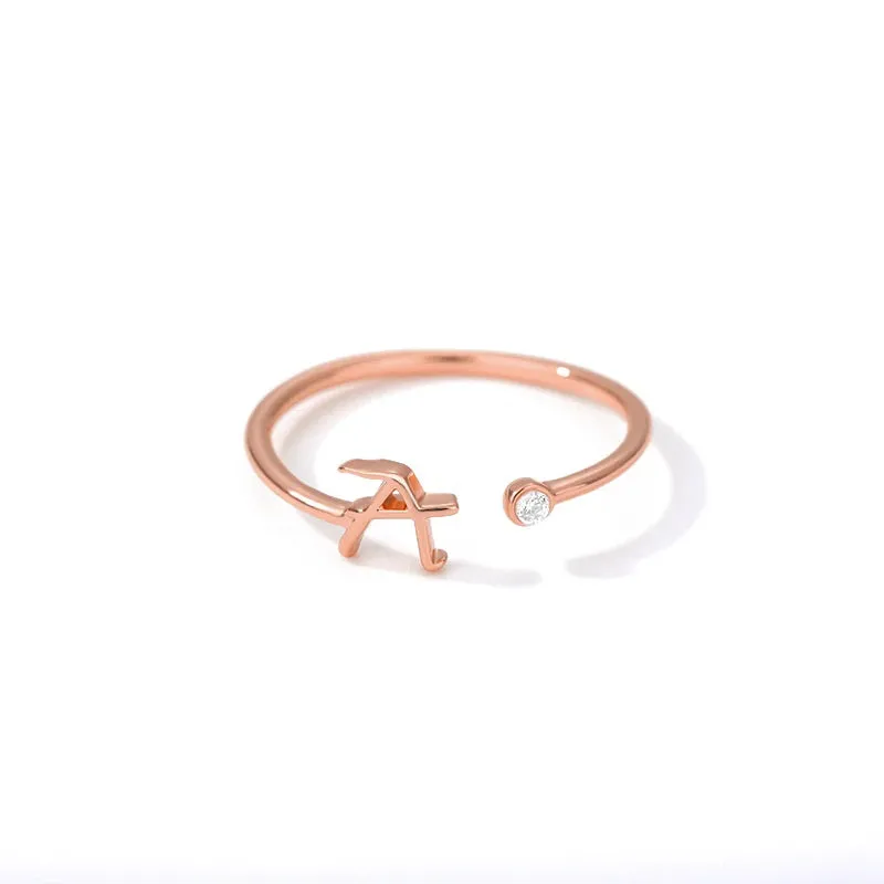 Personalized A-Z Initial Letter Adjustable Open Rings