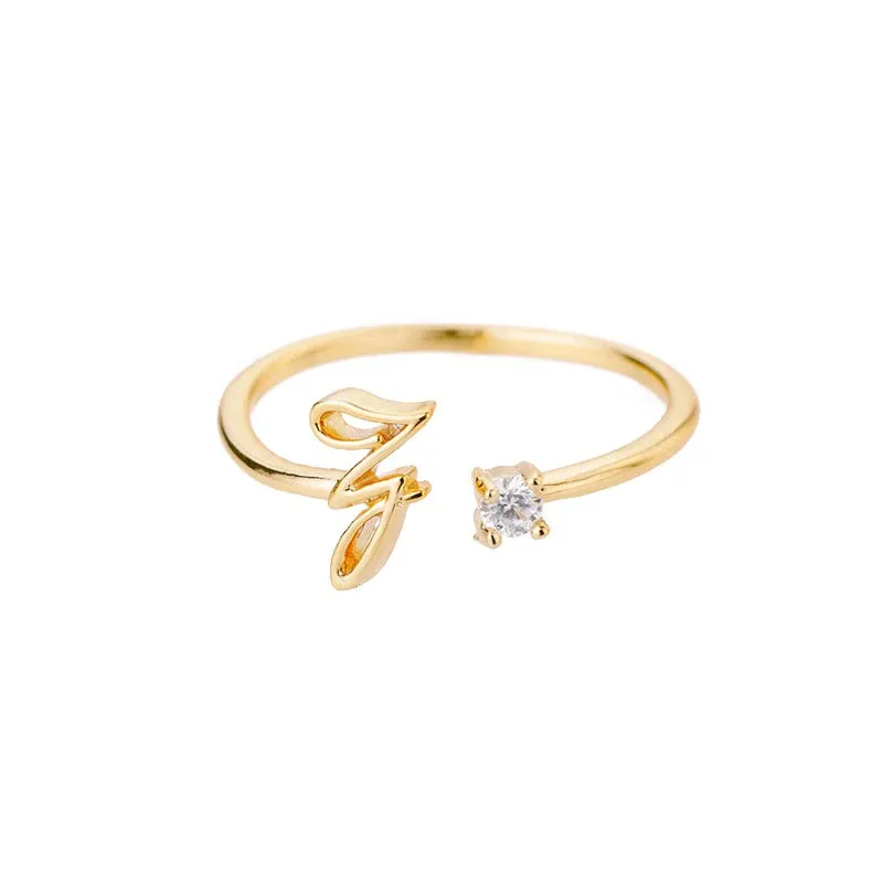 Personalized A-Z Initial Letter Adjustable Open Rings