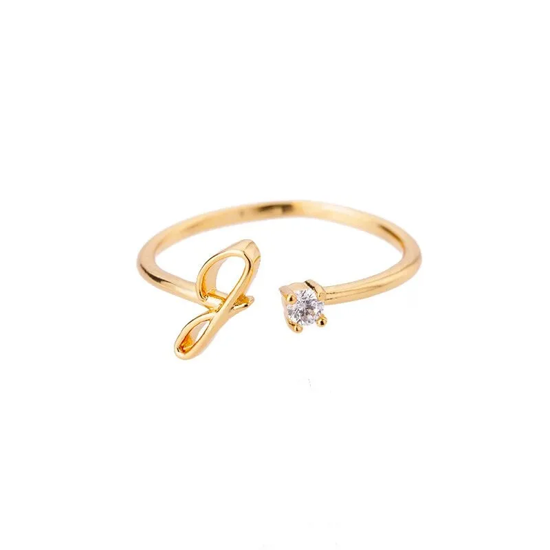Personalized A-Z Initial Letter Adjustable Open Rings