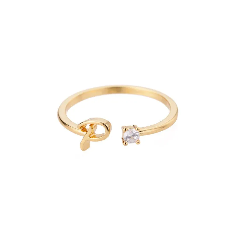Personalized A-Z Initial Letter Adjustable Open Rings