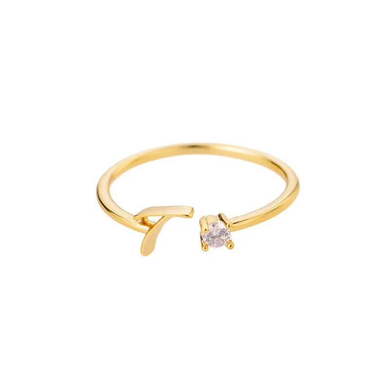 Personalized A-Z Initial Letter Adjustable Open Rings