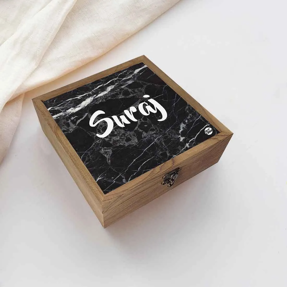 Personalized Jewellery Storage Box - Black Marble