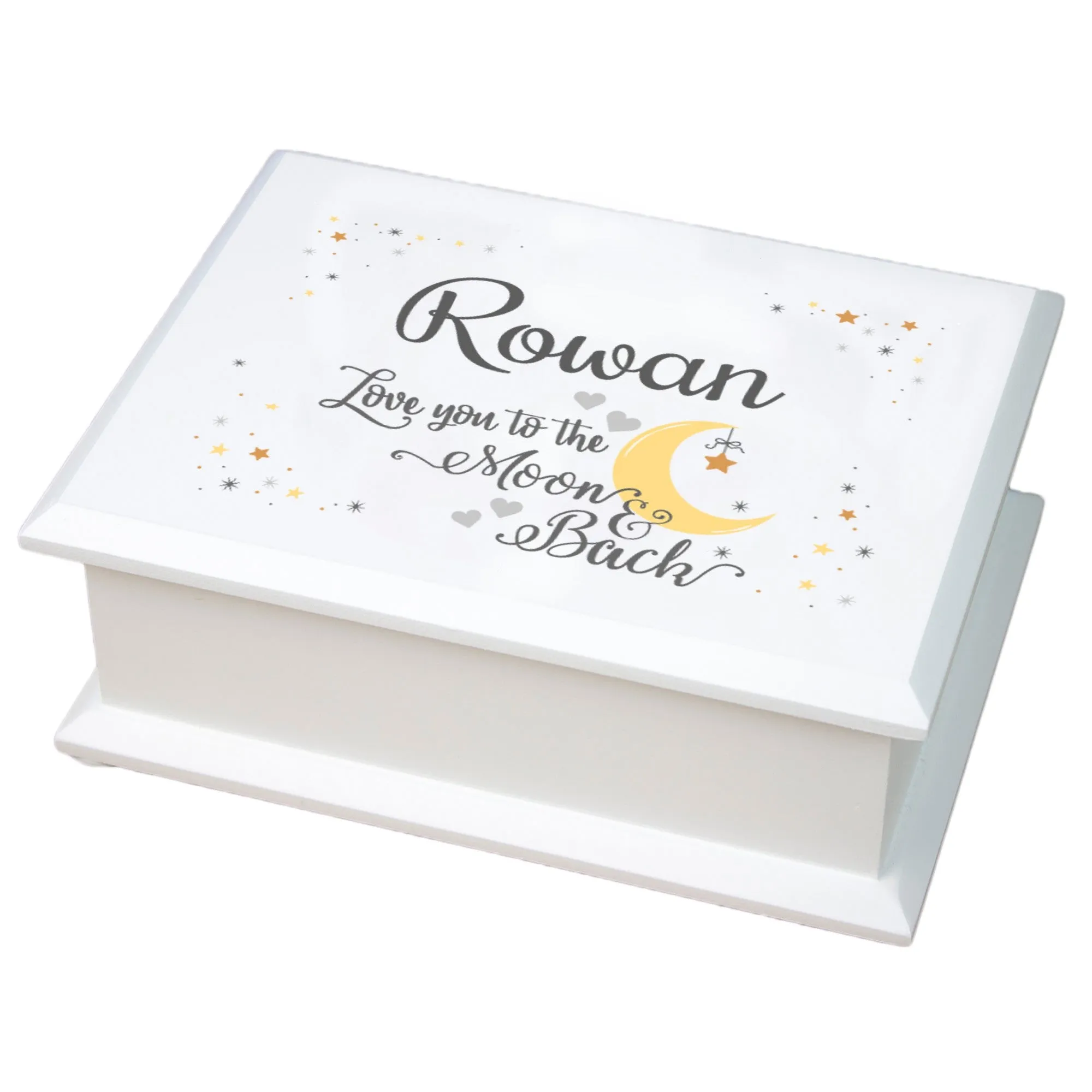 Personalized Love You to the Moon and Back Lift Top Jewelry Box