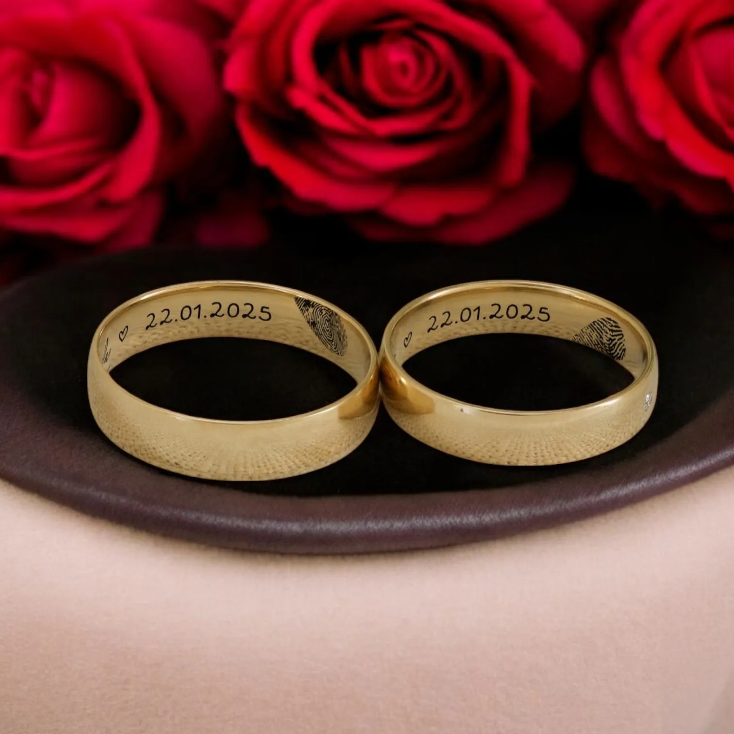 Personalized Name-Fingerprint Couple Ring Set