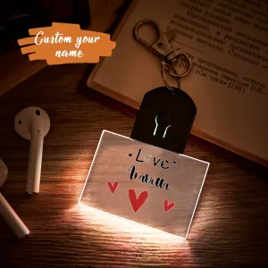 Personalized Name Key Rings Keychain With Light Couple Keychain Valentine's Day Gift