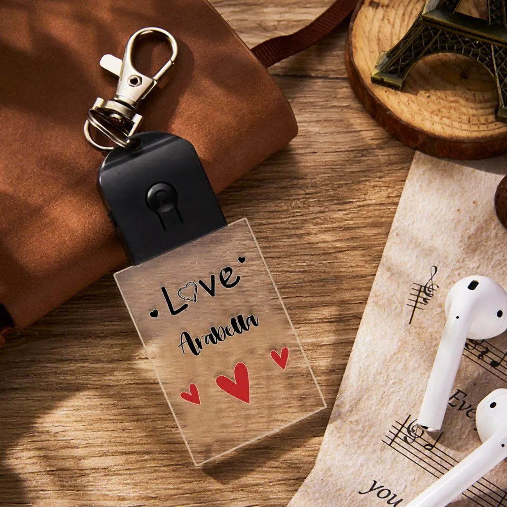 Personalized Name Key Rings Keychain With Light Couple Keychain Valentine's Day Gift