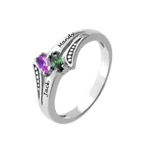 Personalized Ring Birthstone Rings For Women Custom Engraved Name Ring Wedding Family Mother Days Jewelry